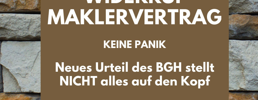 Widerruf Maklervertrag Urteil BGH 2020