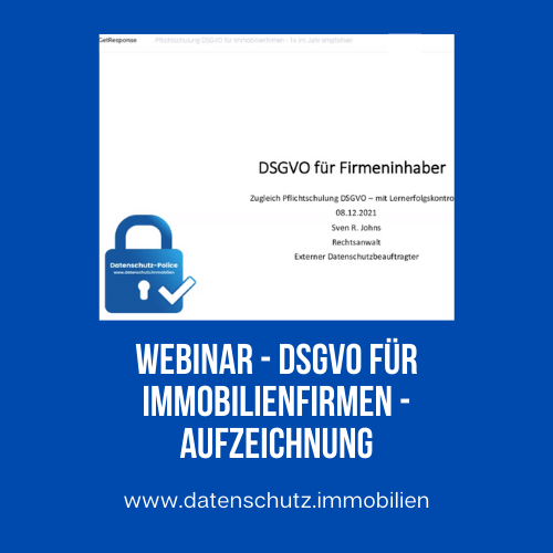 Webinar Datenschutz+Immobilien-Police DSGVO